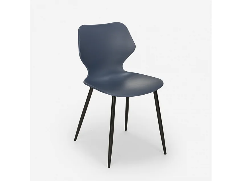 conjunto 4 sillas polipropileno mesa 80 x 80 cm cuadrada metal howe dark - Azul Marino