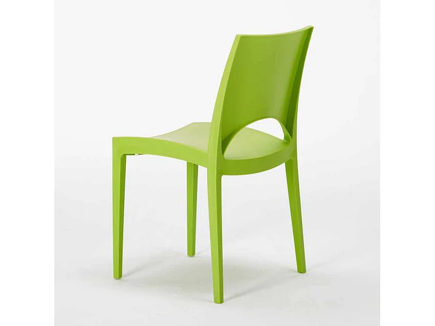 Table Ronde Noire 70x70cm Avec 2 Chaises Colorées Grand Soleil Set Intérieur Bar Café Paris Cosmopolitan - Vert