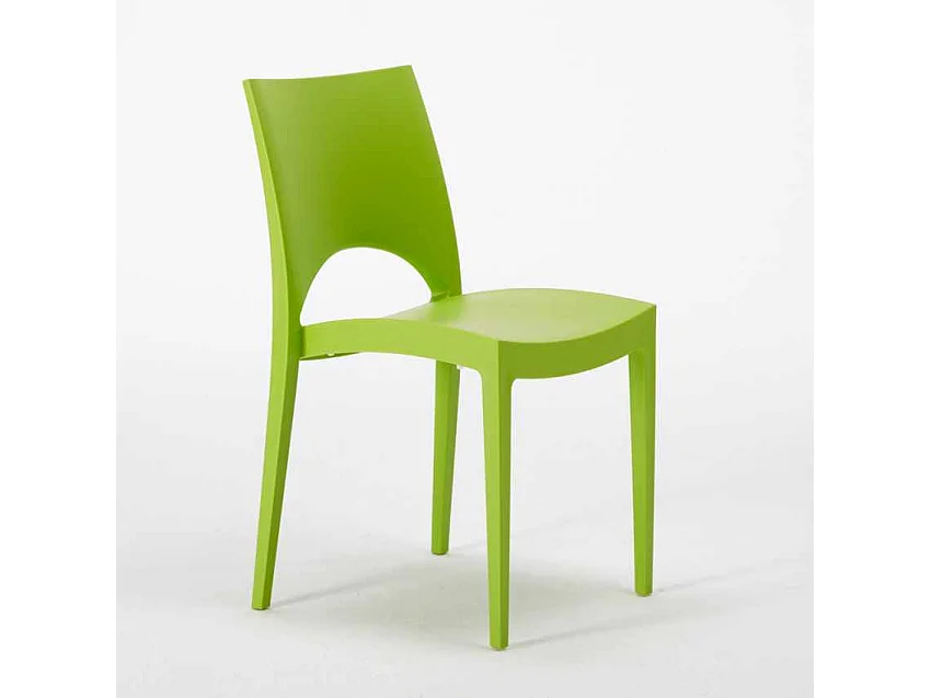 Table Ronde Noire 70x70cm Avec 2 Chaises Colorées Grand Soleil Set Intérieur Bar Café Paris Cosmopolitan - Vert
