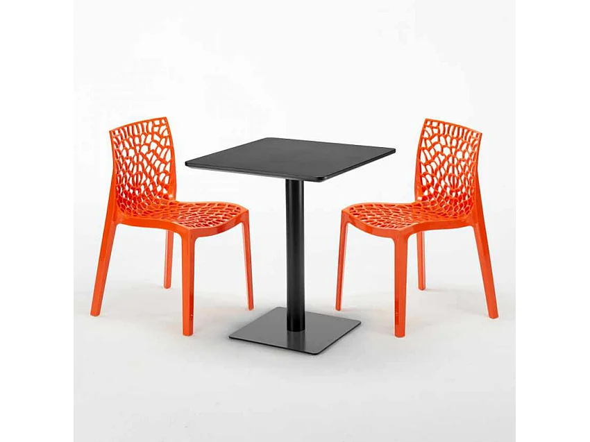 Mesa Cuadrada Negra 60x60 cm con 2 Sillas De Colores Gruvyer Licorice