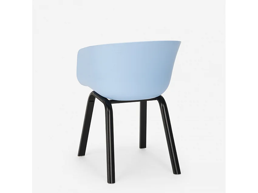 juego mesa comedor cuadrada 80 x 80 cm 4 sillas diseño moderno krust - Azul