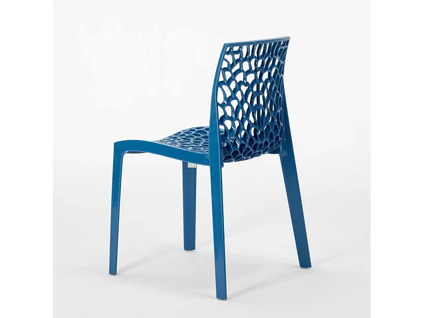 Table Ronde Noire 70x70cm Avec 2 Chaises Colorées Grand Soleil Set Intérieur Bar Café Gruvyer Cosmopolitan - Bleu