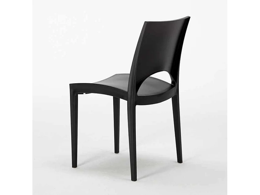 Table Ronde Noire 70x70cm Avec 2 Chaises Colorées Grand Soleil Set Intérieur Bar Café Paris Cosmopolitan - Noir