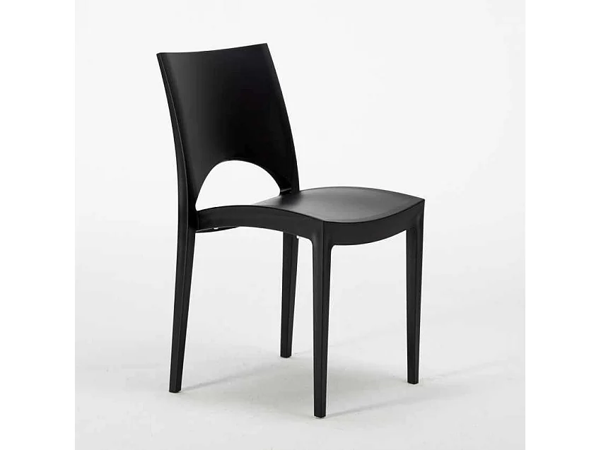 Table Ronde Noire 70x70cm Avec 2 Chaises Colorées Grand Soleil Set Intérieur Bar Café Paris Cosmopolitan - Noir