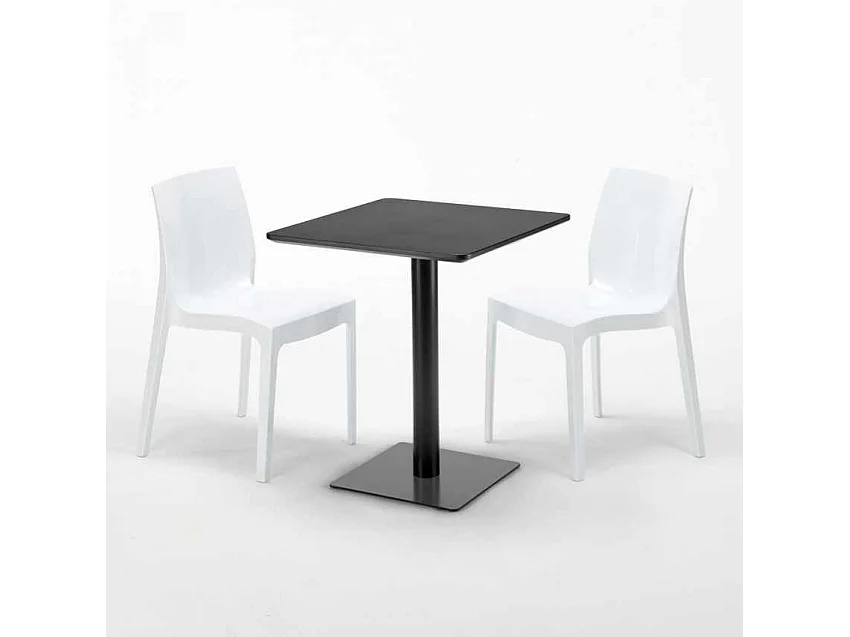 Mesa Cuadrada Negra 60x60 cm y 2 Sillas De Colores Ice Licorice