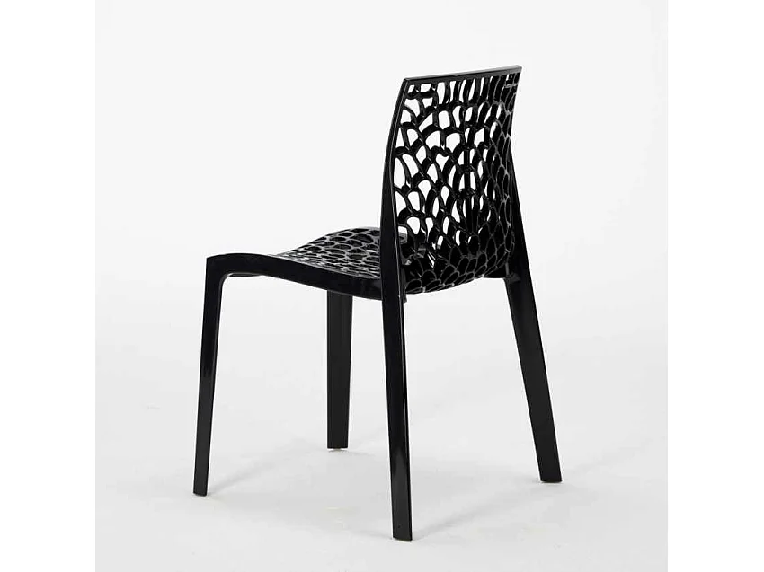 Table Ronde Noire 70x70cm Avec 2 Chaises Colorées Grand Soleil Set Intérieur Bar Café Gruvyer Cosmopolitan - Noir