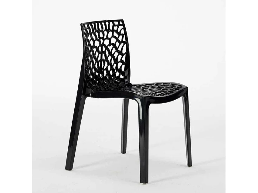 Table Ronde Noire 70x70cm Avec 2 Chaises Colorées Grand Soleil Set Intérieur Bar Café Gruvyer Cosmopolitan - Noir