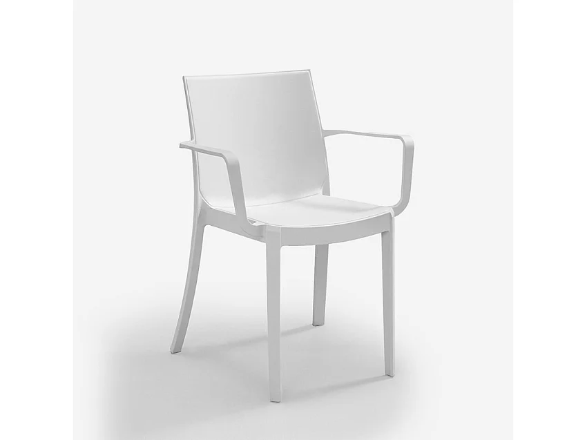 Set de jardín con 1 mesa de 80x80 cm y 4 sillas de exterior color blanco Provence Light