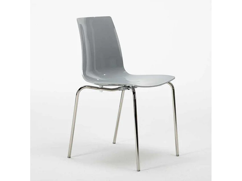 Table Ronde Noire 70x70cm Avec 2 Chaises Colorées Et Transparentes Set Intérieur Bar Café Lollipop Gold - Gris