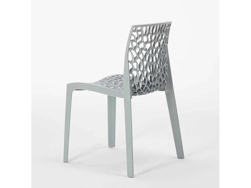Table Ronde Noire 70x70cm Avec 2 Chaises Colorées Grand Soleil Set Intérieur Bar Café Gruvyer Cosmopolitan - Gris