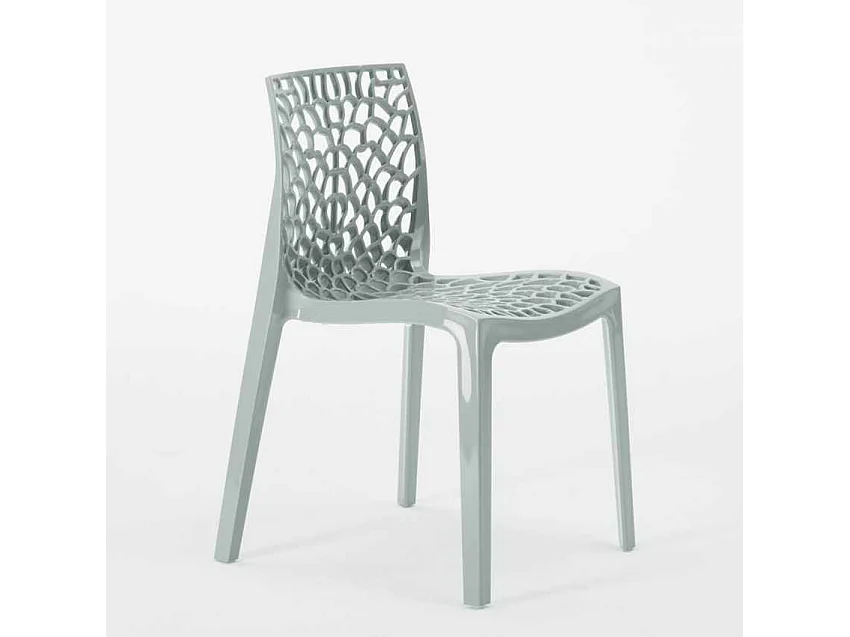 Table Ronde Noire 70x70cm Avec 2 Chaises Colorées Grand Soleil Set Intérieur Bar Café Gruvyer Cosmopolitan - Gris