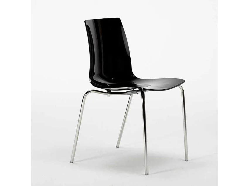 Table Ronde Noire 70x70cm Avec 2 Chaises Colorées Et Transparentes Set Intérieur Bar Café Lollipop Gold - Noir