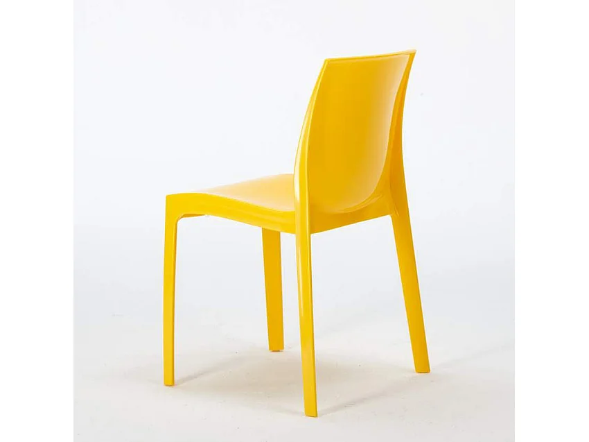 Table Carrée Noire 70x70cm Avec 2 Chaises Colorées Grand Soleil Set Intérieur Bar Café Ice Mojito - Jaune