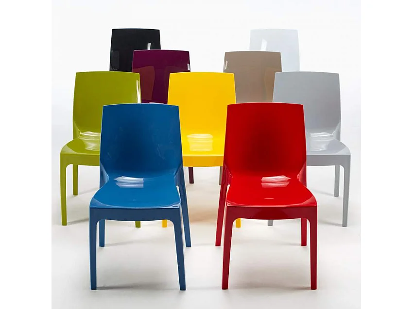 Table Carrée Noire 70x70cm Avec 2 Chaises Colorées Grand Soleil Set Intérieur Bar Café Ice Mojito - Jaune