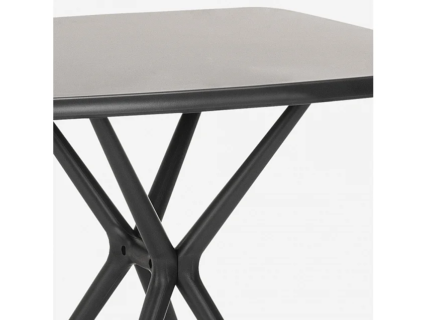 Juego mesa cuadrada 70 x 70 cm negro 2 sillas interior exterior Lavett Dark - Gris