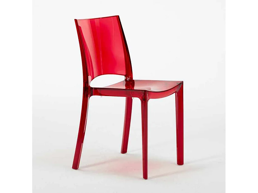 Table Ronde Noire 70x70cm Avec 2 Chaises Colorées Grand Soleil Set Intérieur Bar Café B-Side Ghost - Rouge transparent