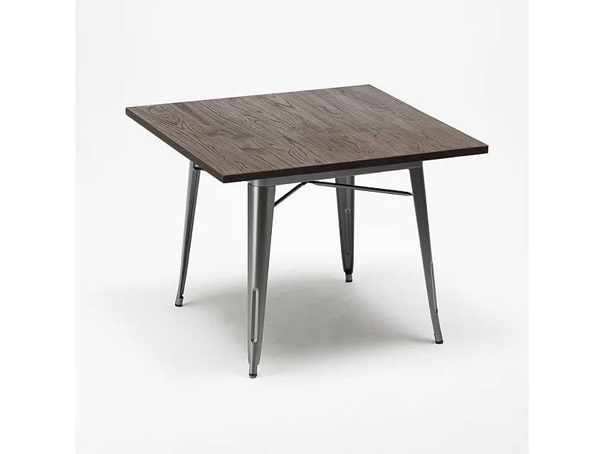 conjunto mesa cuadrada 80 x 80 cm diseño industrial 4 sillas anvil - Blanco