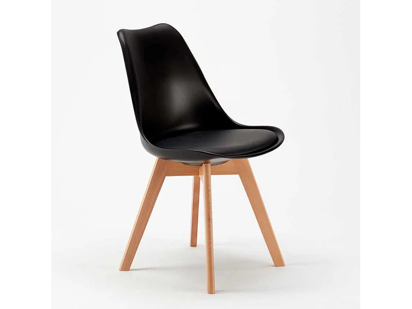 Mesa Cuadrada Negra Con 2 Sillas De Colores Interior Bar Nordica Mojito - Negro