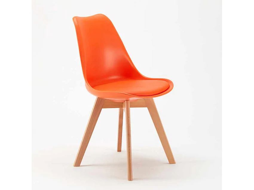 Table noire carrée 70x70cm Avec 2 Chaises Colorées intérieur bar café Nordica Mojito - Orange