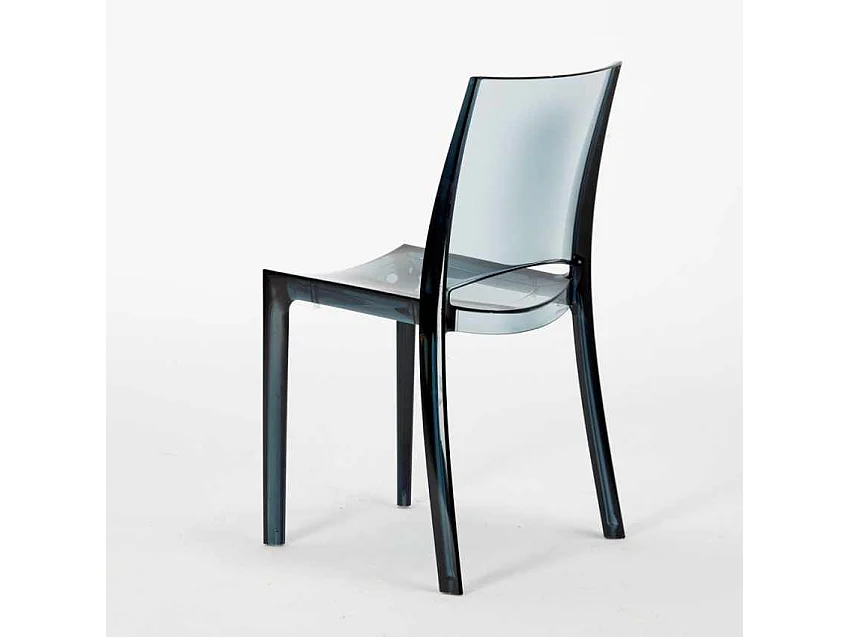 Table Ronde Noire 70x70cm Avec 2 Chaises Colorées Grand Soleil Set Intérieur Bar Café B-Side Ghost - Noir Anthracite Transparent