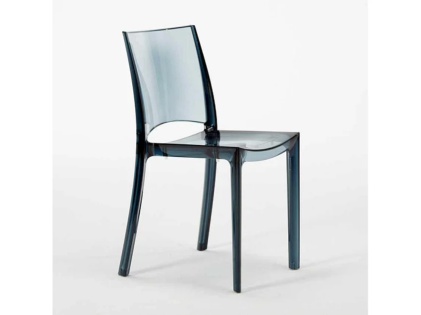 Table Ronde Noire 70x70cm Avec 2 Chaises Colorées Grand Soleil Set Intérieur Bar Café B-Side Ghost - Noir Anthracite Transparent