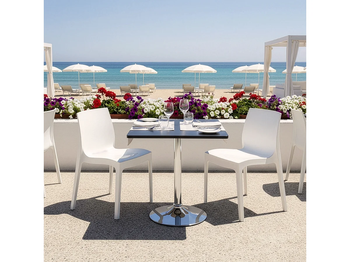 Mesa Cuadrada Negra 70x70 cm y 2 Sillas De Colores Ice Mojito - Blanco