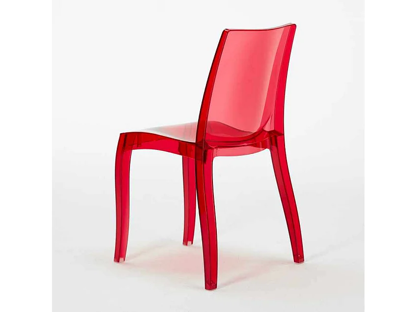 Table Ronde Noire 70x70cm Avec 2 Chaises Colorées Et Transparentes Set Intérieur Bar Café Cristal Light Gold - Rouge transparent