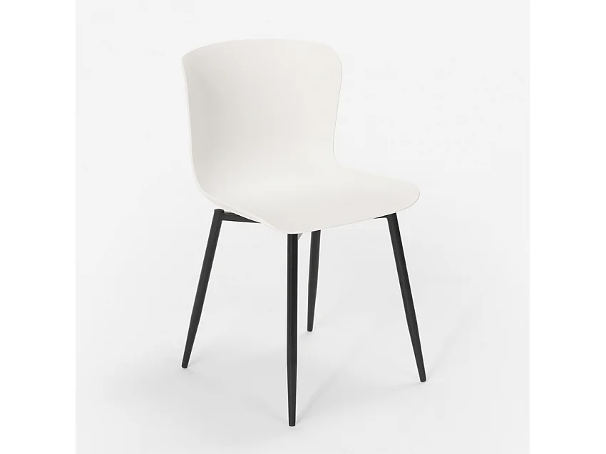 Conjunto mesa 80 x 80 cm cuadrada 4 sillas estilo industrial metal Claw Dark - Blanco