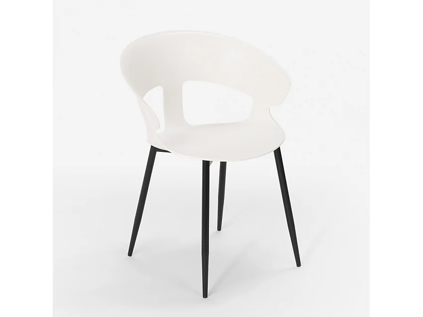Juego 4 sillas diseño moderno mesa 80 x 80 cm industrial restaurante cocina Maeve Dark - Blanco