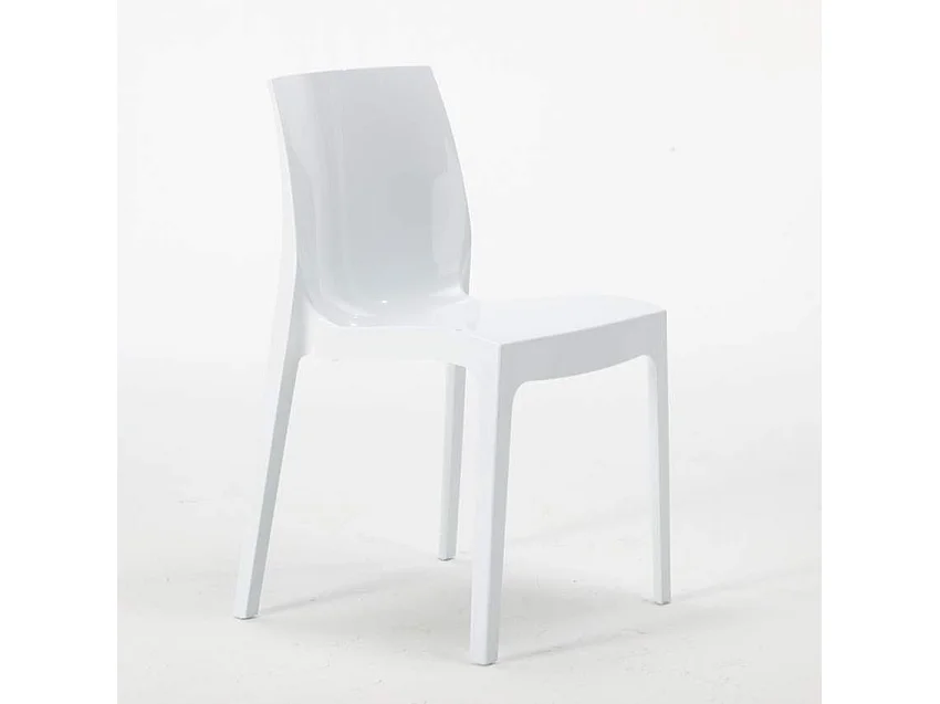 Mesa Cuadrada Blanca 70x70 cm con Base de Acero y 2 Sillas De Colores Ice Cocktail - Blanco