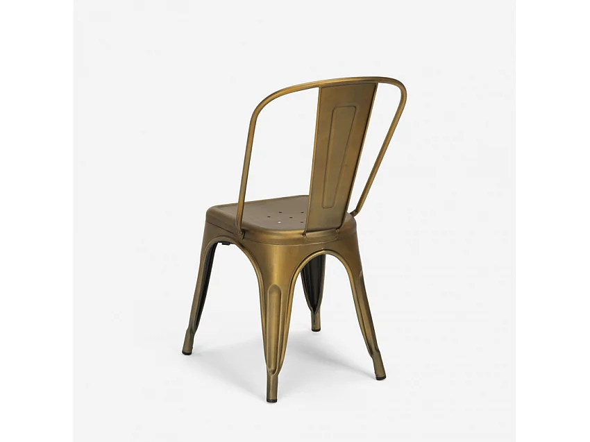 juego 4 sillas industrial estilo mesa metal 80 x 80 cm blanco state white - Gold