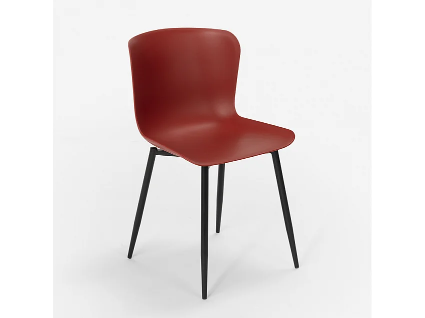 Conjunto 4 sillas mesa cuadrada 80 x 80 cm diseño industrial Claw Light - Rojo