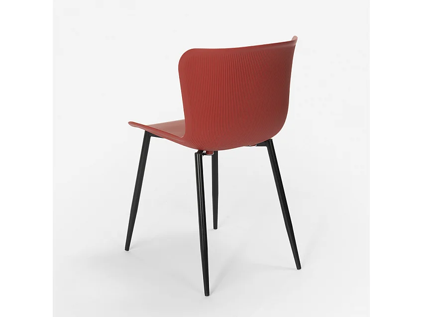 Conjunto 4 sillas mesa cuadrada 80 x 80 cm diseño industrial Claw Light - Rojo