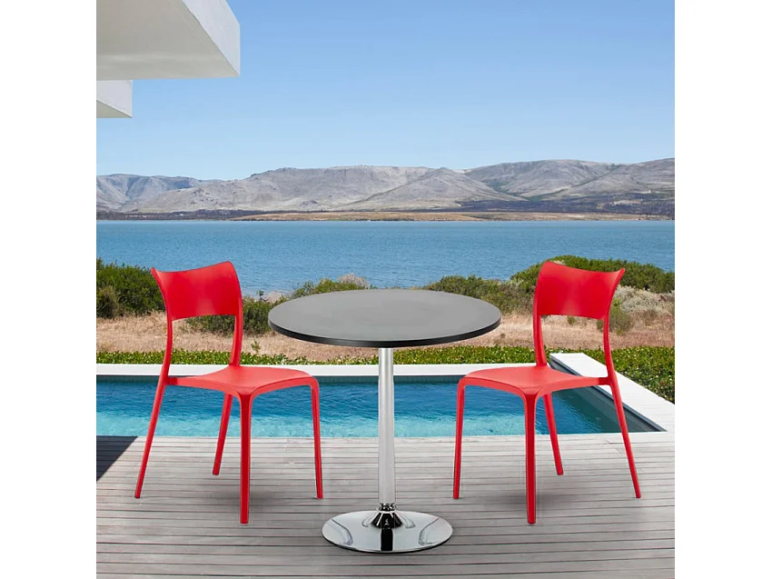 Table ronde noire 70x70cm 2 Chaises Colorées bar café Parisienne Cosmopolitan - Noir