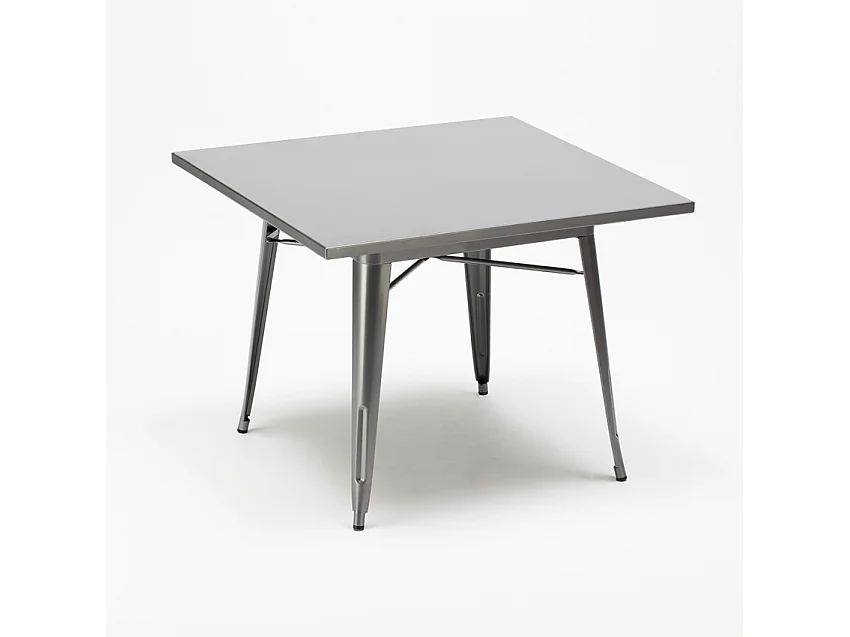conjunto de mesa cuadrada y sillas industriales de metal estilo flushing - Blanco