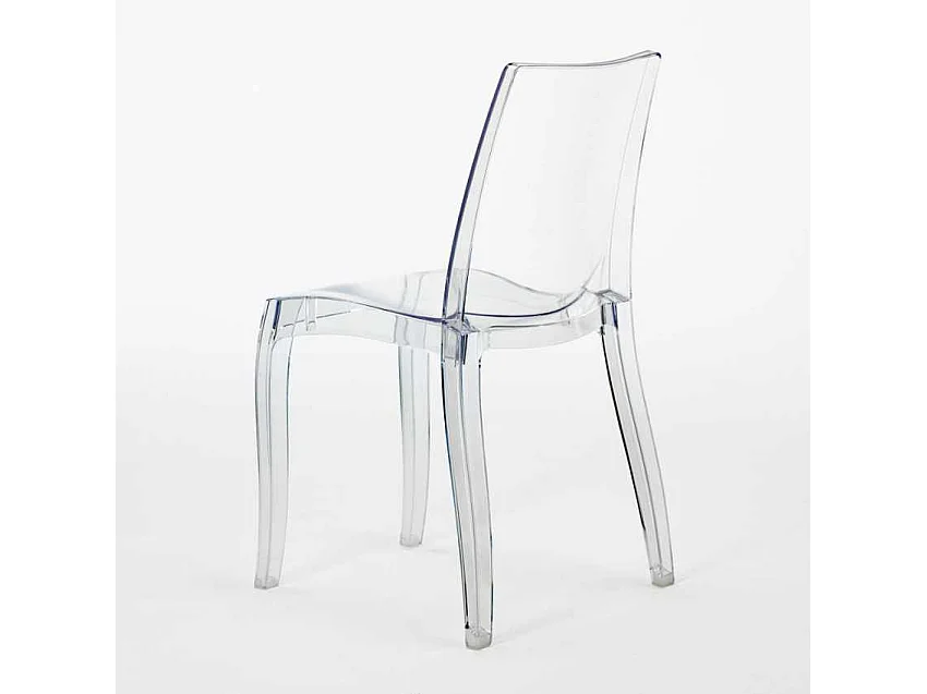 Table Ronde Noire 70x70cm Avec 2 Chaises Colorées Et Transparentes Set Intérieur Bar Café Cristal Light Gold - Transparent