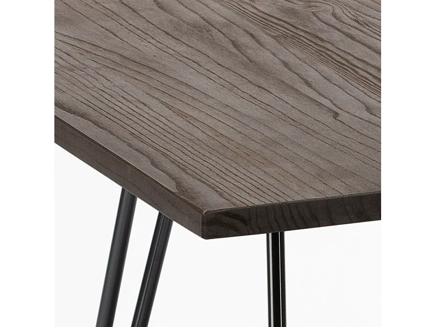 juego mesa cuadrada 80 x 80 cm madera metal 4 sillas vintage hedges dark - Negro