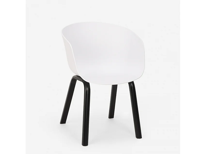 Juego 4 sillas polipropileno metal mesa 80 x 80 cm cuadrada Krust Light - Blanco