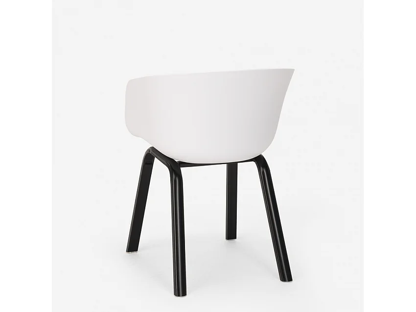 Juego 4 sillas polipropileno metal mesa 80 x 80 cm cuadrada Krust Light - Blanco