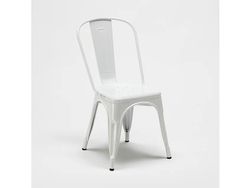 juego de mesa de madera con sillas de metal tribeca estilo industrial - Blanco