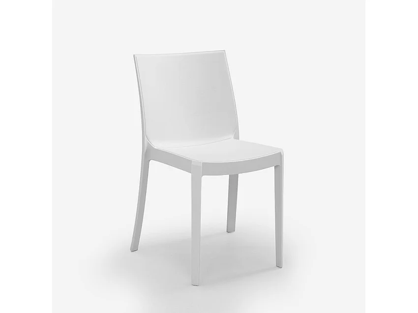 Set de 1 mesa de jardín para exterior 80x80 cm efecto ratán y 4 sillas color blanco Nisida Light