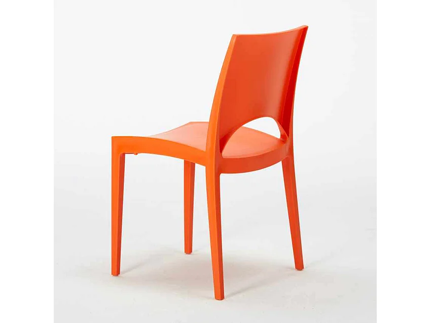 Table Ronde Noire 70x70cm Avec 2 Chaises Colorées Grand Soleil Set Intérieur Bar Café Paris Cosmopolitan - Orange
