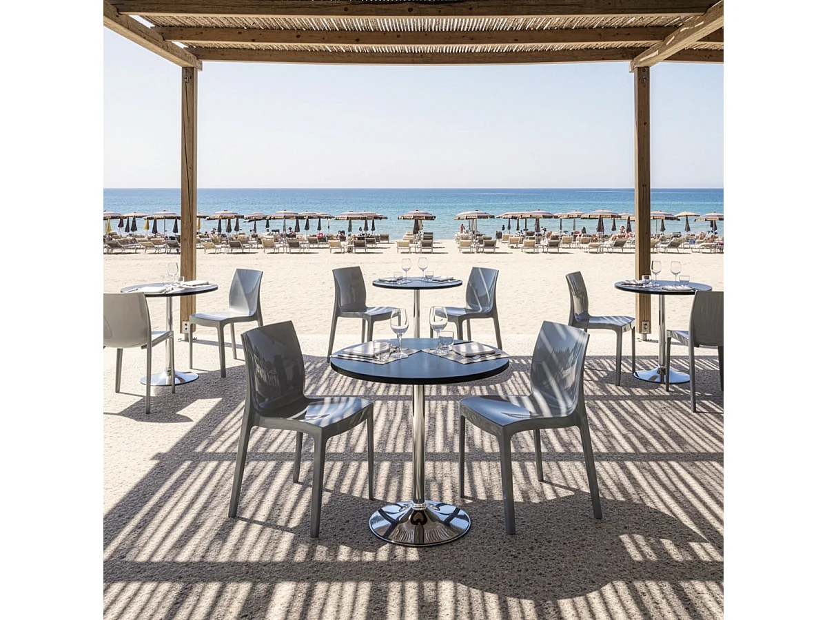 Table Ronde Noire 70x70cm Avec 2 Chaises Colorées Grand Soleil Set Intérieur Bar Café Ice Cosmopolitan - Gris