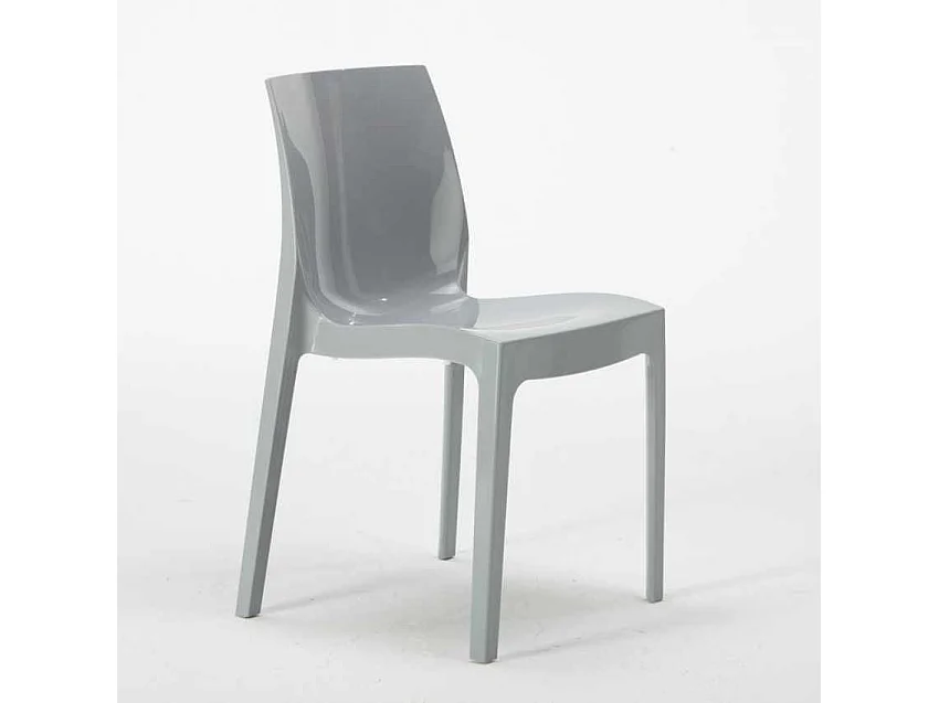 Table Ronde Noire 70x70cm Avec 2 Chaises Colorées Grand Soleil Set Intérieur Bar Café Ice Cosmopolitan - Gris