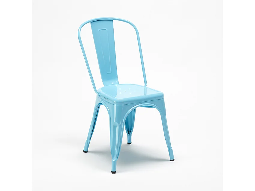 juego de mesa de madera con sillas de metal tribeca estilo industrial - Azul
