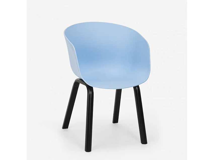 Juego 4 sillas polipropileno metal mesa 80 x 80 cm cuadrada Krust Light - Azul