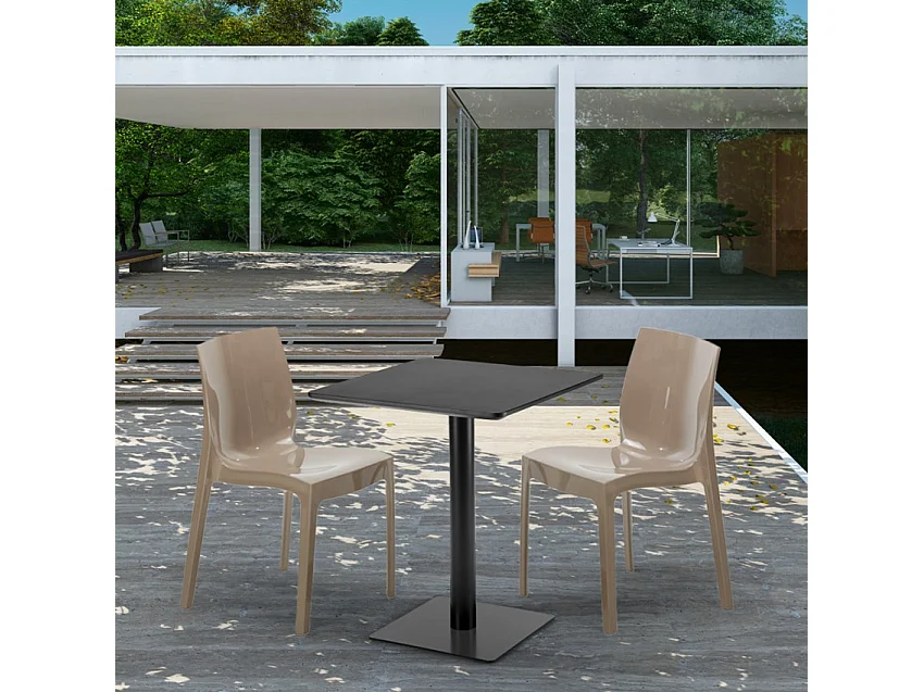 Mesa Cuadrada Negra 60x60 cm y 2 Sillas De Colores Ice Licorice