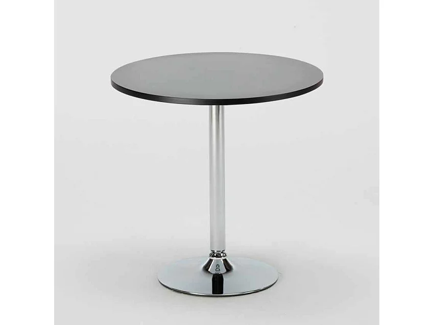 Table Ronde Noire 70x70cm Avec 2 Chaises Colorées Grand Soleil Set Intérieur Bar Café Gruvyer Cosmopolitan - Blanc