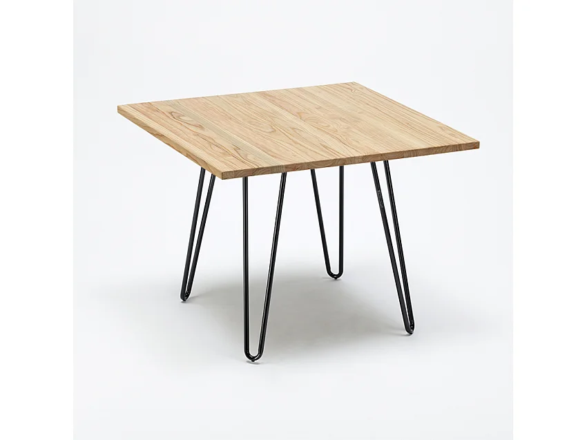table et 4 chaises carrées en métal et bois au style industriel tribeca - Noir