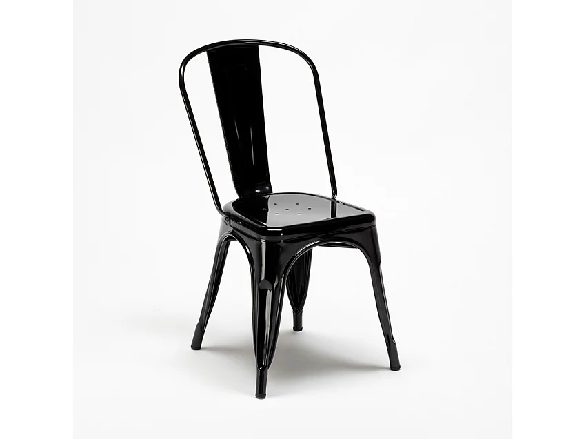 table et 4 chaises carrées en métal et bois au style industriel tribeca - Noir